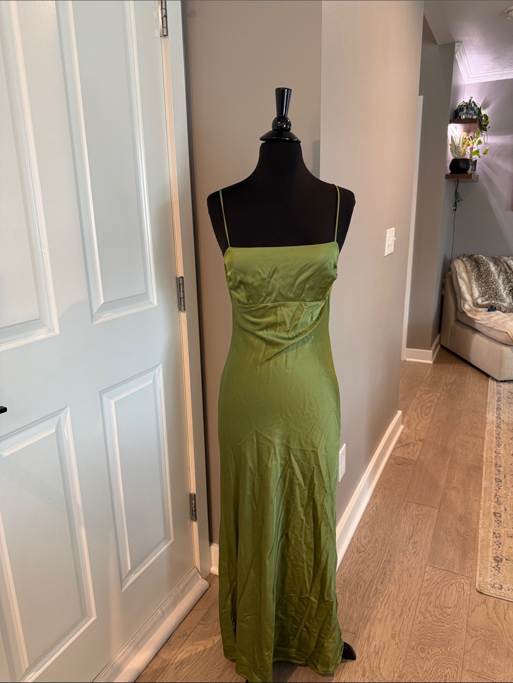 Abercrombie & Fitch Olive Green Spaghetti-Strap Maxi Dress